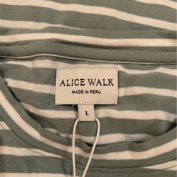 NWT Alice Walk Green Striped Long Sleeve Tee, Large - Picture 4 of 5